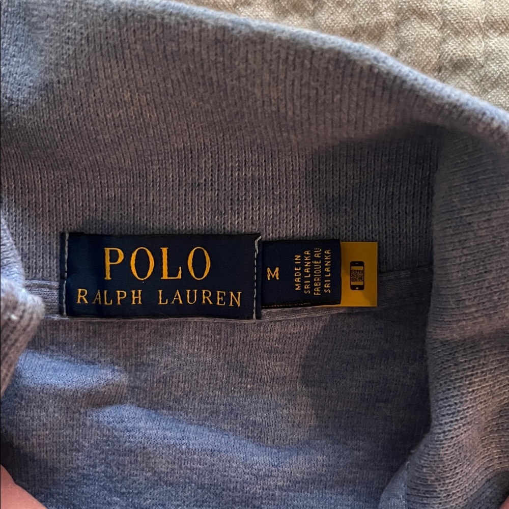 Polo Men's Blue and Charcoal 1/4 zip - Picture 3 of 3